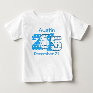 T-shirt Pour Bébé En 2015 grands numéros portés bleus et V02 blanc