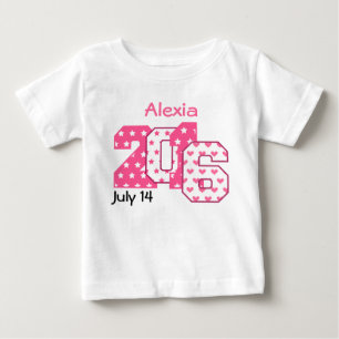 T-shirt Pour Bébé En 2016 grands numéros portés roses et V04 blanc