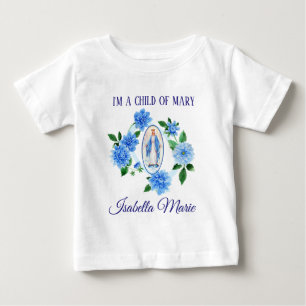 T-shirt Pour Bébé Enfant de la Vierge Marie Fleurs Dahlia Bleues