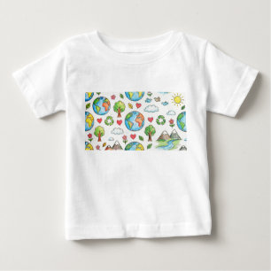T-shirt Pour Bébé enfants dessinant la terre crayon couleur crayon d