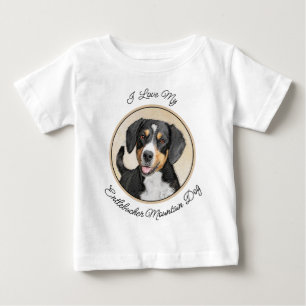 T-shirt Pour Bébé Entlebucher Mountain Dog Painting Original Chien A
