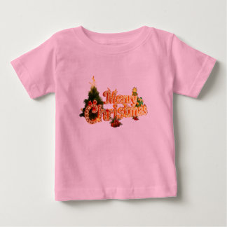 T-shirt Pour Bébé Éperche de Noël d'or - Arbre de fête