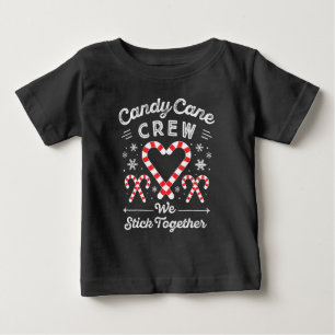 T-shirt Pour Bébé Équipe de cœur de canne en bonbon de Noël, tenue a