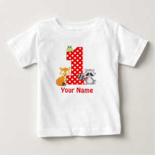 T-shirt Pour Bébé ęr Les animaux de région boisée d'anniversaire ont