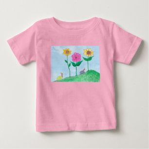 T-shirt Pour Bébé Escargots Fantaisistes & Fleurs Colorées