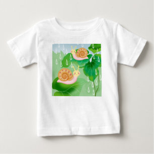 T-shirt Pour Bébé escargots sur des feuilles dans le jardin