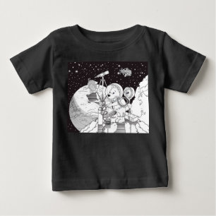 T-shirt Pour Bébé Espace de coloration avec un chiot astronaute