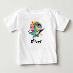 T-shirt Pour Bébé Esthétique Trex dinosaure cool des années 80 avec 