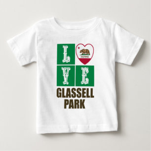 T-shirt Pour Bébé Etat de Californie Drapeau Heart Glassell Park