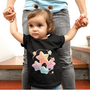 T-shirt Pour Bébé Étoiles Pastel - Étoiles colorées dans un espace o