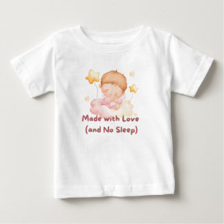 T-shirt Pour Bébé 👶 "Fabriqué avec amour (et sans sommeil)" 💕