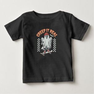 T-shirt Pour Bébé Faire monter la Crème Rétro Halloween Skate Fantôm