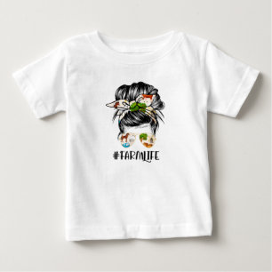 T-shirt Pour Bébé Farm Life Messy Hair Bun Girl