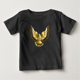 T-shirt Pour Bébé Faux Gold Foil Peace Dove en noir