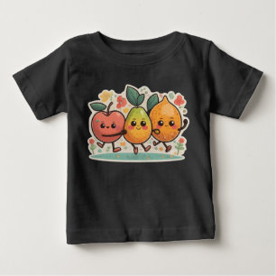 T-shirt Pour Bébé festa fruits joyeux coloré joyeux danser fruits