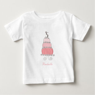 T-shirt Pour Bébé Fête d'anniversaire 5 ans fille gâteau rose chic e