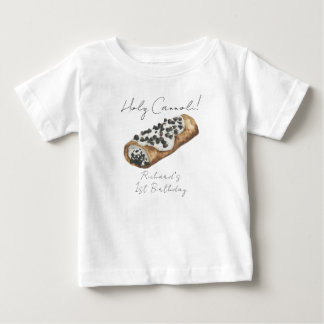T-shirt Pour Bébé Fête d'anniversaire de 1 an Cannoli à l'aquarelle