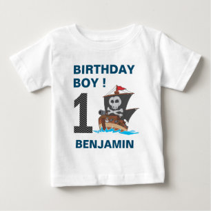 T-shirt Pour Bébé Fête d'anniversaire de 1 an de Pirate Mignon