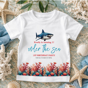 T-shirt Pour Bébé Fête d'anniversaire de 1 an sous la mer