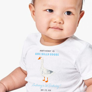 T-shirt Pour Bébé Fête d'anniversaire des 1 an de One Silly Goose Bo