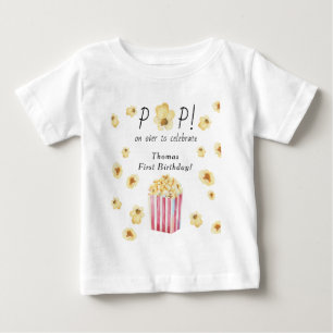 T-shirt Pour Bébé Fête d'anniversaire pour enfants au popcorn à l'aq