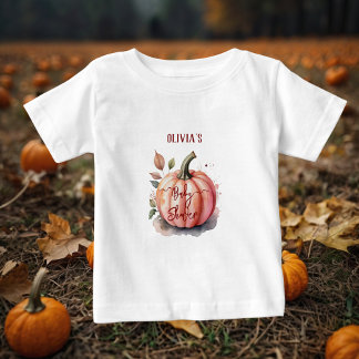 T-shirt Pour Bébé Fête de Bébé Fille Bohème Aquarelle Citrouille Ros