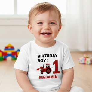 T-shirt Pour Bébé Fête du premier anniversaire du tracteur de la fer