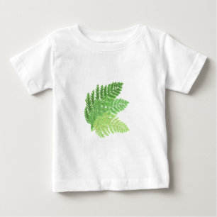 T-shirt Pour Bébé Feuilles de forêt élégantes fougères aquarelle ver