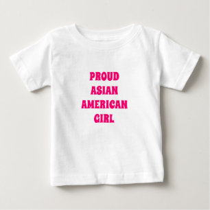 T-shirt Pour Bébé Fier Asiatique Américaine Fille, blanc rose T-shir