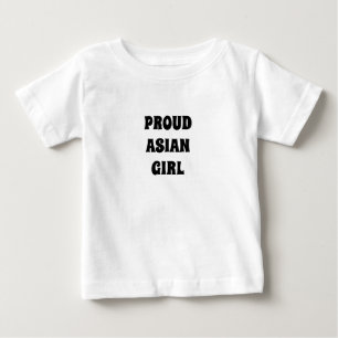 T-shirt Pour Bébé Fier asiatique fille, noir blanc bébé T-shirt