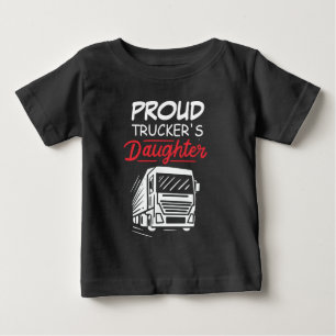 T-shirt Pour Bébé Fier Trucker's Daughter's Cute Novelty