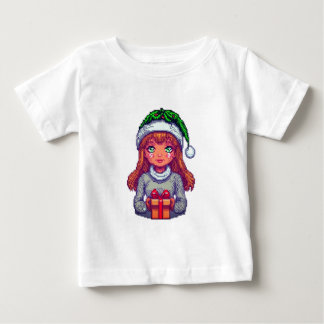 T-shirt Pour Bébé fille de Noël en pixel art 