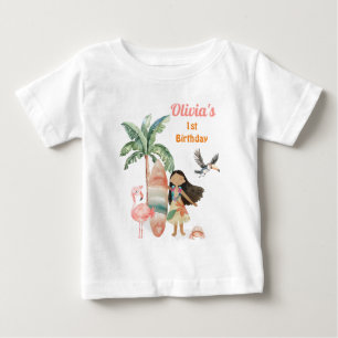 T-shirt Pour Bébé Fille du 1er anniversaire de la plage tropicale d'