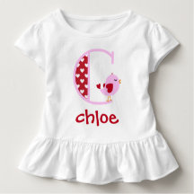 Fille Valentine's Day Bird Ruffle Shirt Initial C