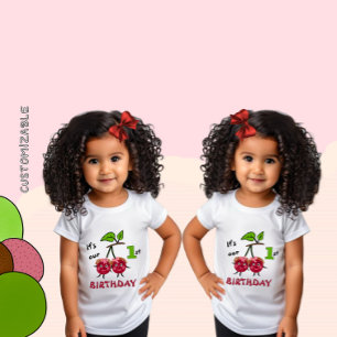 T-shirt Pour Bébé Filles jumelles cerise