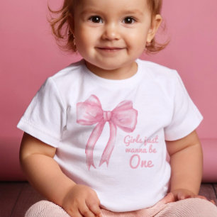 T-shirt Pour Bébé Filles Juste Wanne Be One Rose Bow Coquette Annive