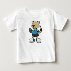 T-shirt Pour Bébé Fitness au chat avec Dumbbell