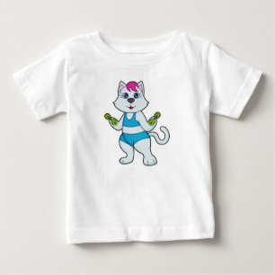 T-shirt Pour Bébé Fitness Cat Dumbbell