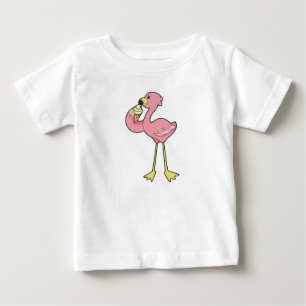 T-shirt Pour Bébé Flamant rose à la crème glacée gaufre
