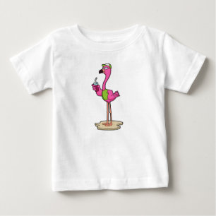 T-shirt Pour Bébé Flamant rose avec Lunettes de soleil & Casquette