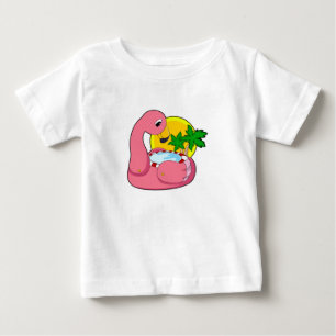 T-shirt Pour Bébé Flamant rose avec piscine