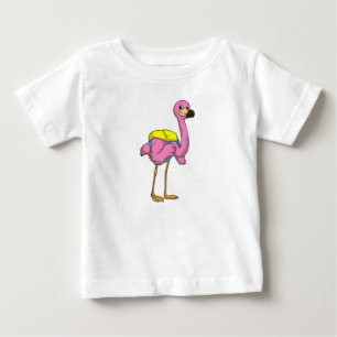 T-shirt Pour Bébé Flamant rose comme élèves avec sac scolaire