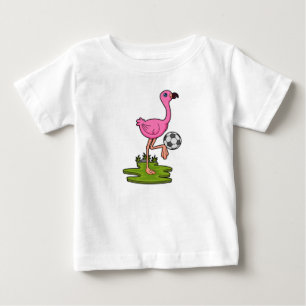 T-shirt Pour Bébé Flamant rose comme joueur de football avec Soccer