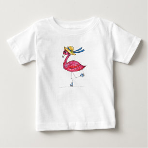T-shirt Pour Bébé Flamant rose rose mignon et capricieux sur les pat