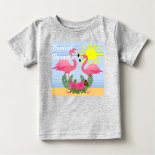 T-shirt Pour Bébé Flamant rose rose Paradis Tropical - Bébé Jersey f