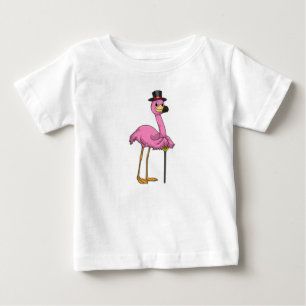 T-shirt Pour Bébé Flamingo as Pensioner with Walking stick
