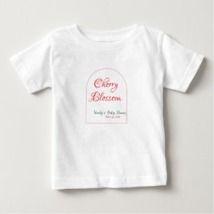 T-shirt Pour Bébé Fleur de cerisier en forme d'arche rouge vert baby