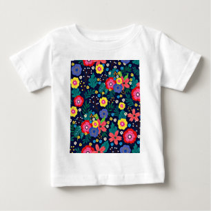 T-shirt Pour Bébé Fleurs Décoratives Et Feuille Motif-48675