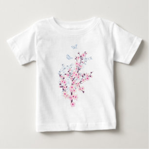 T-shirt Pour Bébé Fleurs florales de cerisier rose blanc