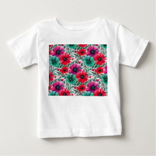 T-shirt Pour Bébé Floral rustique mode rétro motif